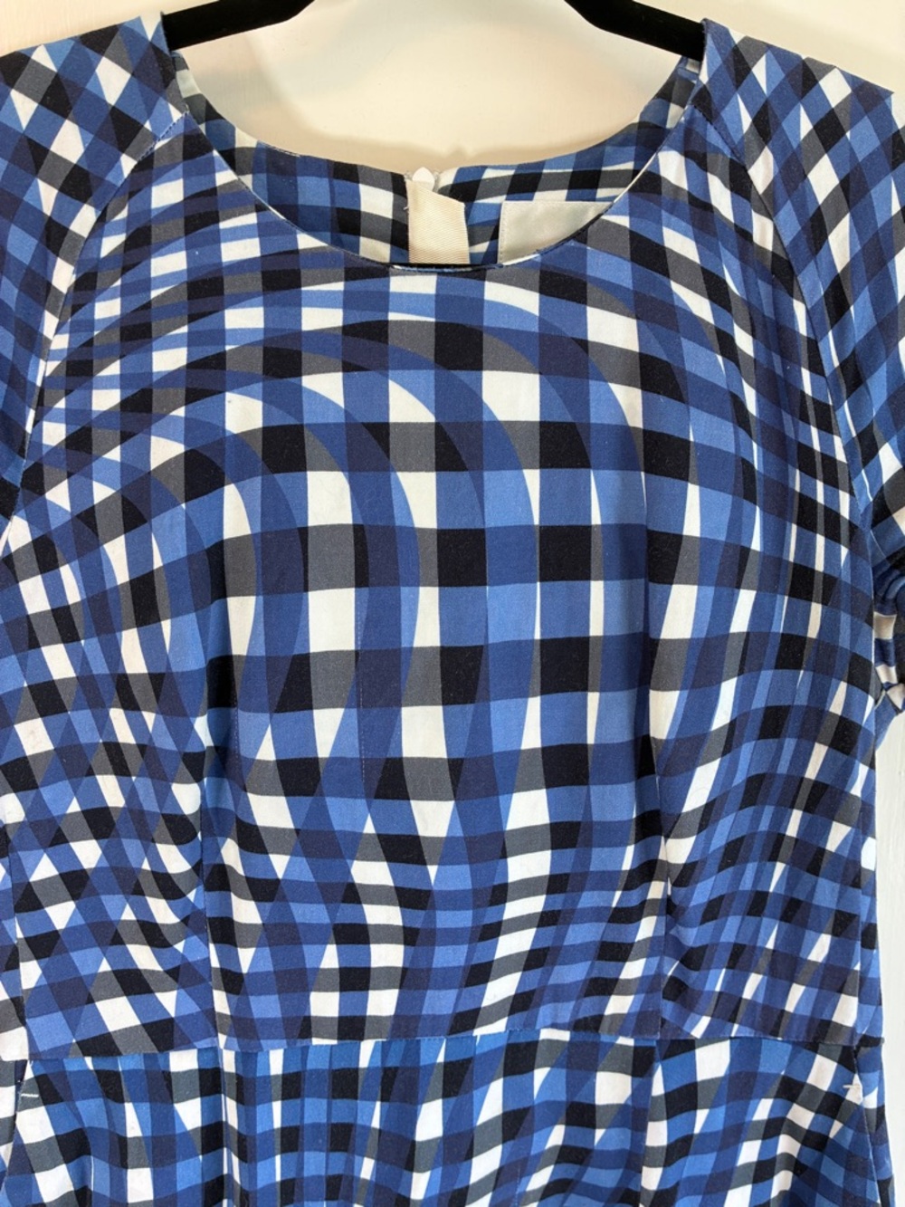 L.K. Bennett Size 10 Blue Kaleigh Abstract Blue Gingham Dress - Picture 4 of 11